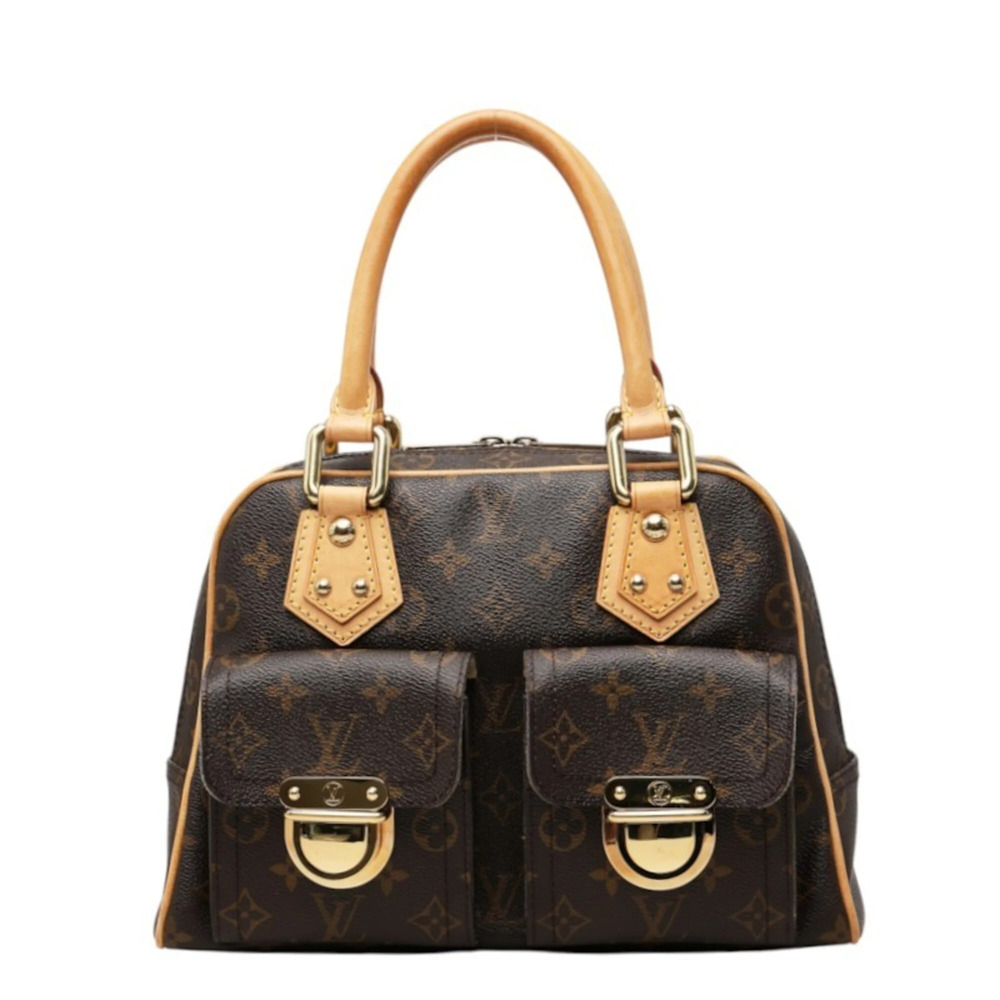 Louis Vuitton Monogram Manhattan PM Handbag M40026 Brown Leather Women's LOUI...